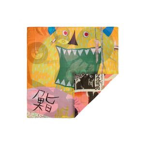 Talking Walls ava monster double face square scarf monster