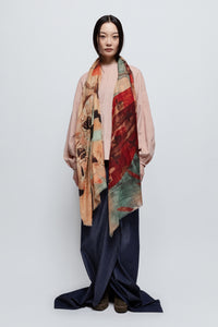 Talking Walls celeste senso-ji single face rectangular scarf