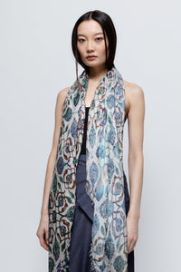 Talking Walls ela cobalt single face square scarf cobalt