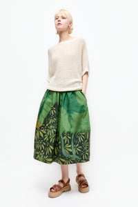 Talking Walls juju jungle A-line midi skirt jungle