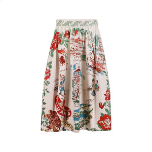 Talking Walls juju tijuana A-line midi skirt tijuana