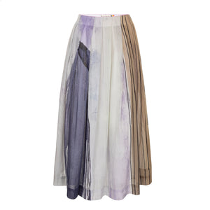 Talking Walls lily purple haze pleated long skirt