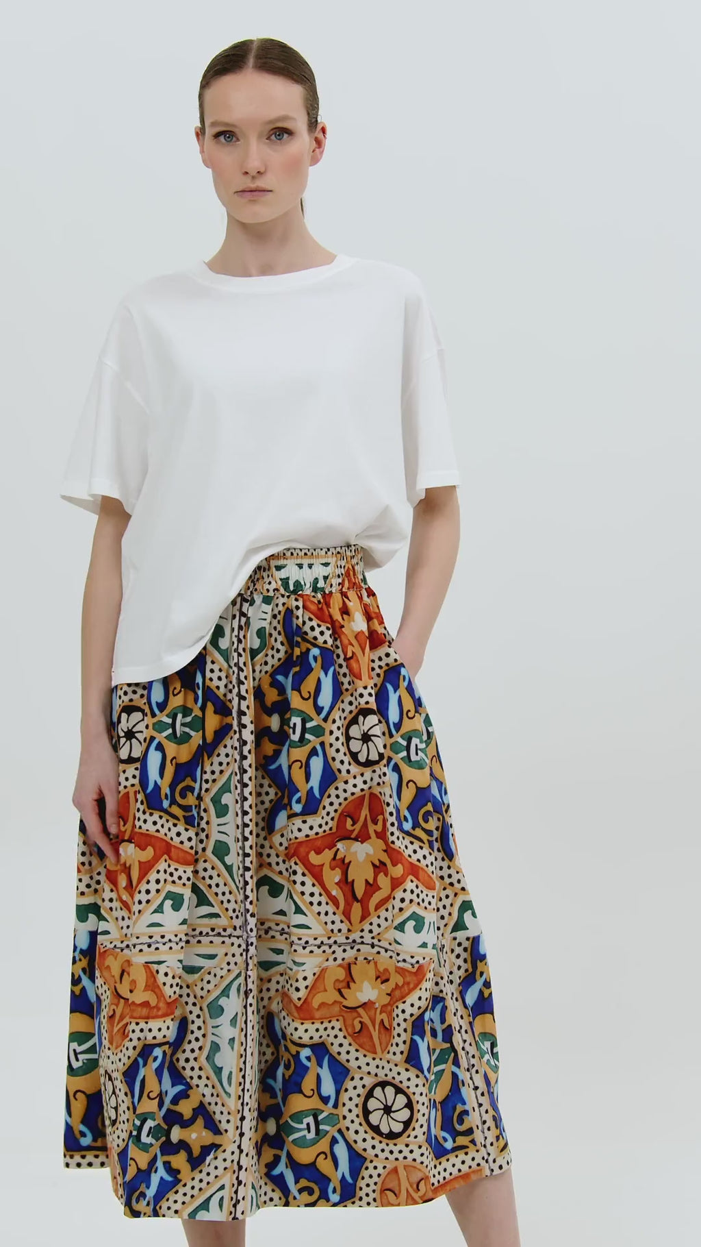 Talking Walls juju Midi Skirt talavera mexicana