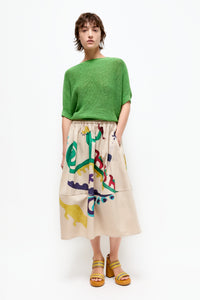 Talking Walls zaza mezcal A-line midi skirt mezcal