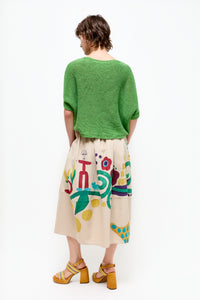 Talking Walls zaza mezcal A-line midi skirt mezcal