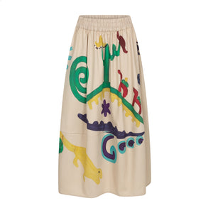 Talking Walls zaza mezcal A-line midi skirt mezcal