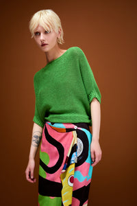 Talking Walls zoé monster Midi double sided, reversible wrap skirt monster