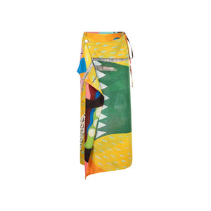 Talking Walls zoé monster Midi double sided, reversible wrap skirt monster