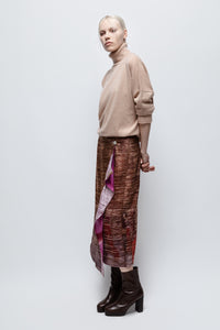 Talking Walls zoé straw midi double sided reversible wrap skirt straw pinkroom